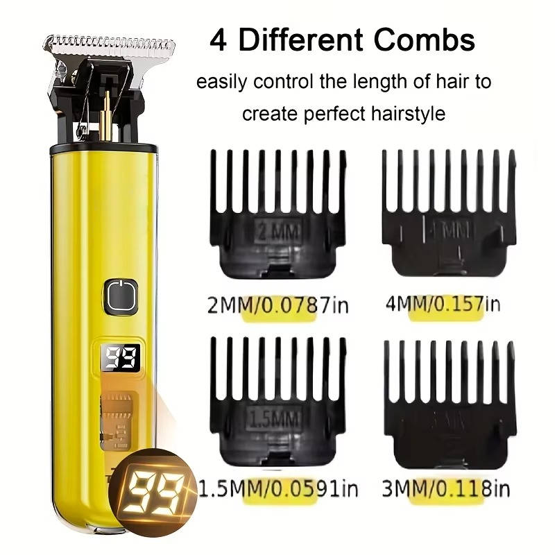 Cordless Hair Clippers with LED Battery Display and Manganese Steel Blade, 60 Minute Runtime All Vera Mart