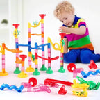 Snap-Together Marble Run with 53 Track Pieces and 30 Marbles, Translucent Design All Vera Mart