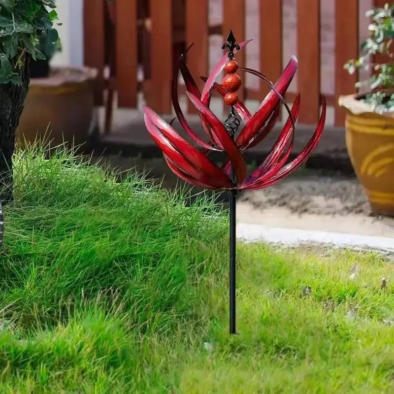 Tulip Wind Spinner with Powder Coated Iron Body and 360 Degree Rotation All Vera Mart