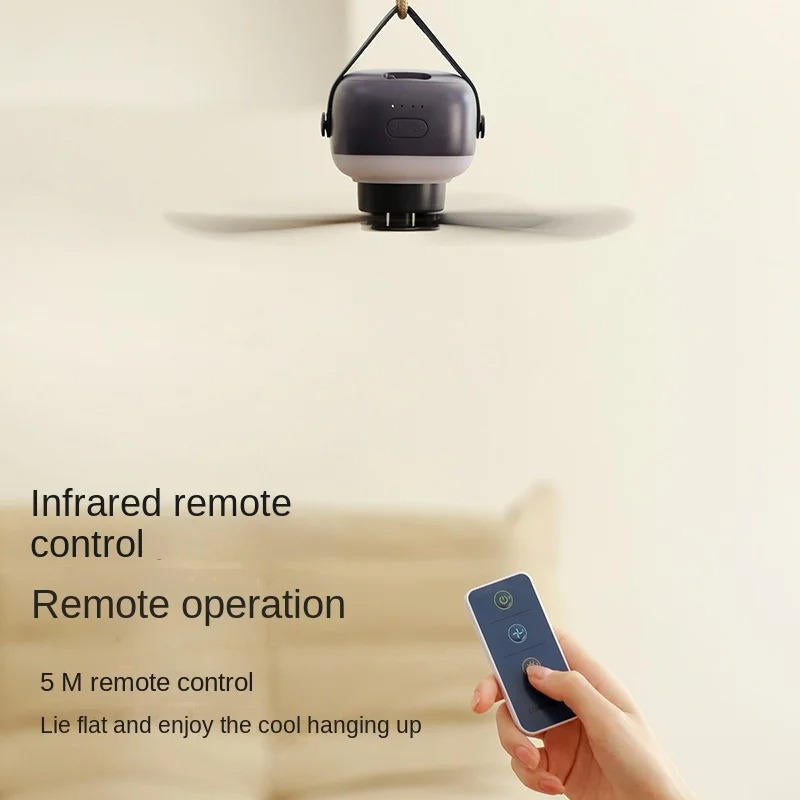 Rechargeable Hanging Fan with Remote Control and Tripod Stand, LED Light All Vera Mart