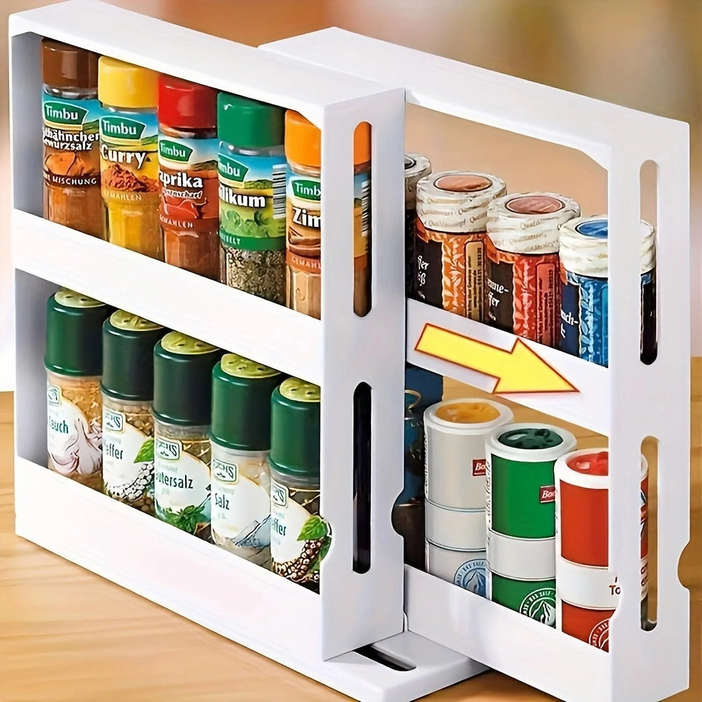 Rotating Spice Rack Organizer with Dual Swivel Shelves and 20-Jar Capacity All Vera Mart