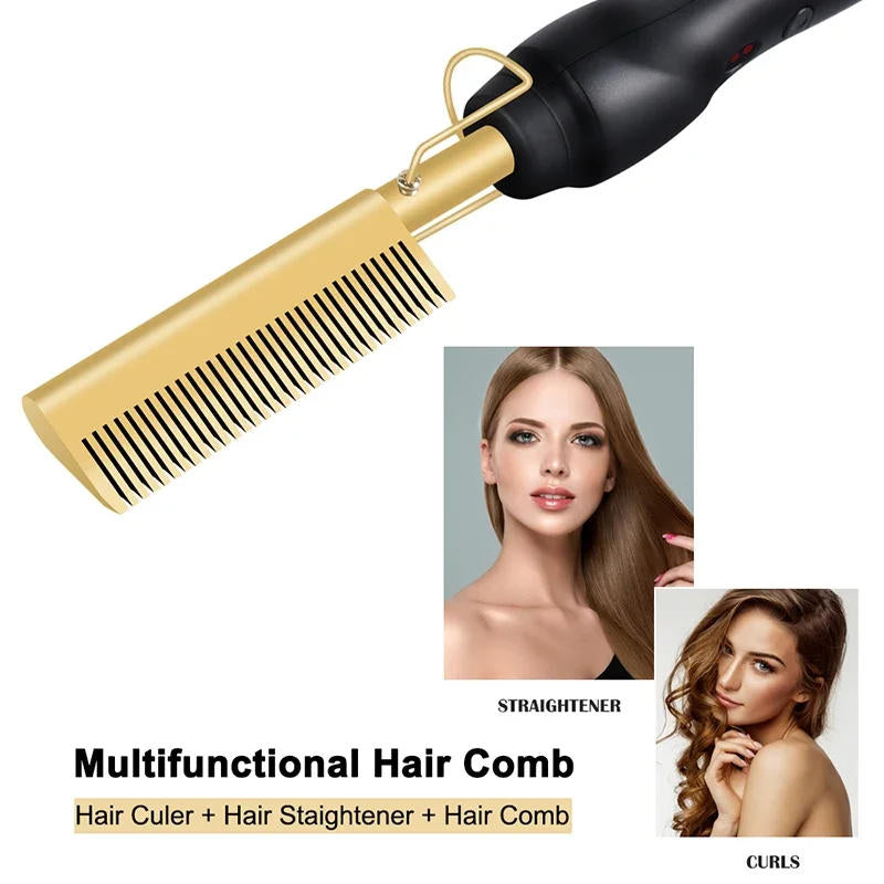Titanium Alloy Hot Comb with Ceramic Heat and Adjustable Temperature, 60 Second Heat Up All Vera Mart