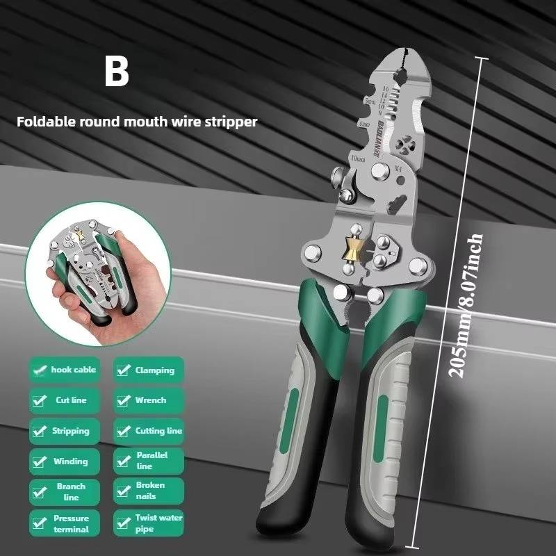 Folding Wire Stripper with 18-in-1 Multi Tool Functions and Stainless Steel Build All Vera Mart