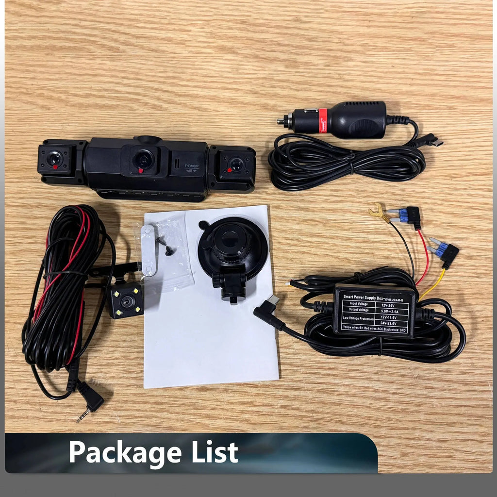 Dash Cam with Four-Camera Surround and Night Vision, WiFi App Control All Vera Mart