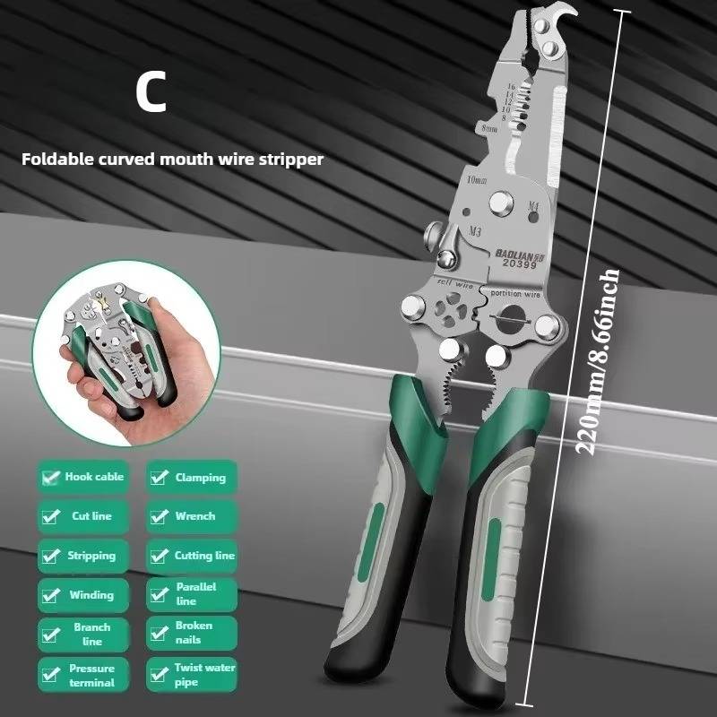 Folding Wire Stripper with 18-in-1 Multi Tool Functions and Stainless Steel Build All Vera Mart
