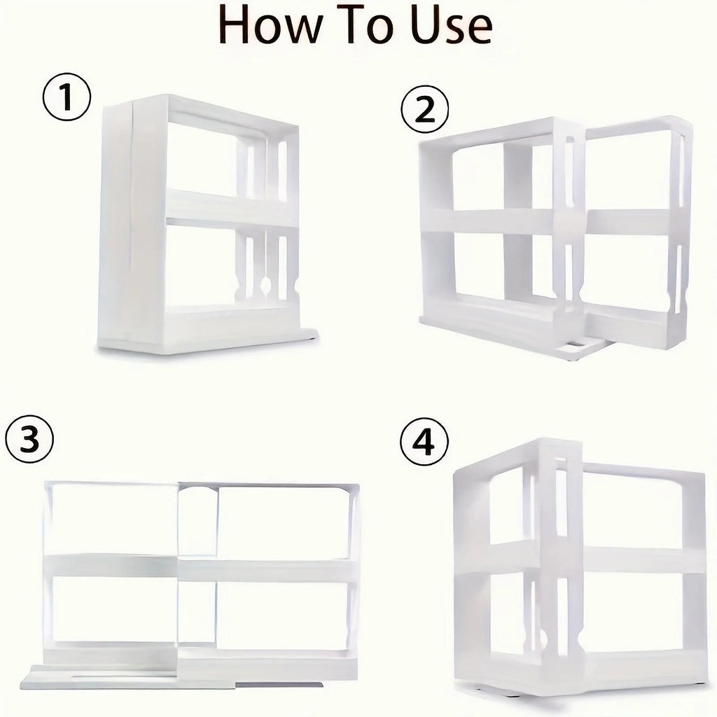 Rotating Spice Rack Organizer with Dual Swivel Shelves and 20-Jar Capacity All Vera Mart