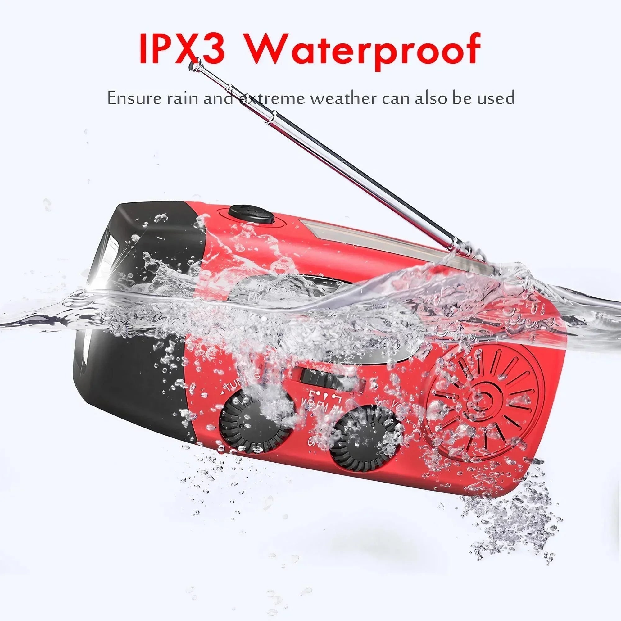 Emergency Radio with Hand Crank, Solar Charging and LED Flashlight, 2000mAh Power Bank All Vera Mart
