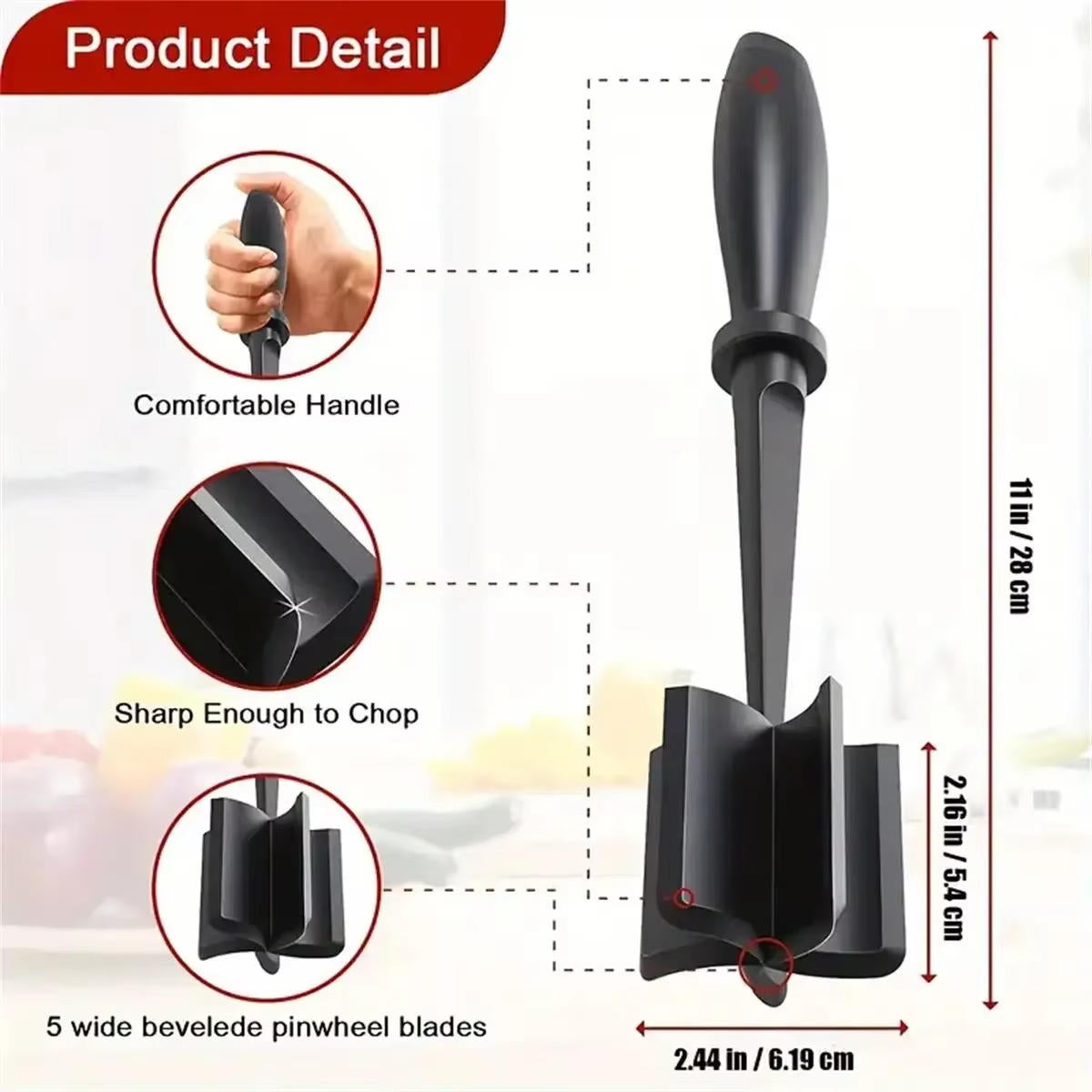 Ground Meat Chopper with Five Nylon Blades and Heat Resistance All Vera Mart