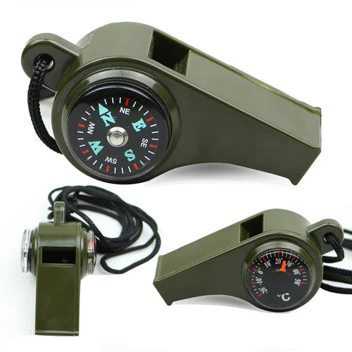 150 Decibel Emergency Whistle with Built-in Compass and Thermometer, Nylon Lanyard All Vera Mart