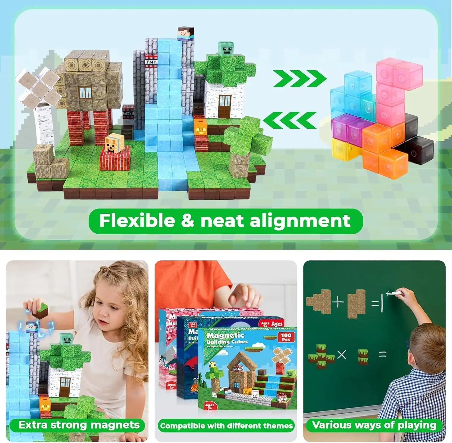 100-Piece Magnetic Tiles with Embedded Magnets and Idea Booklet All Vera Mart