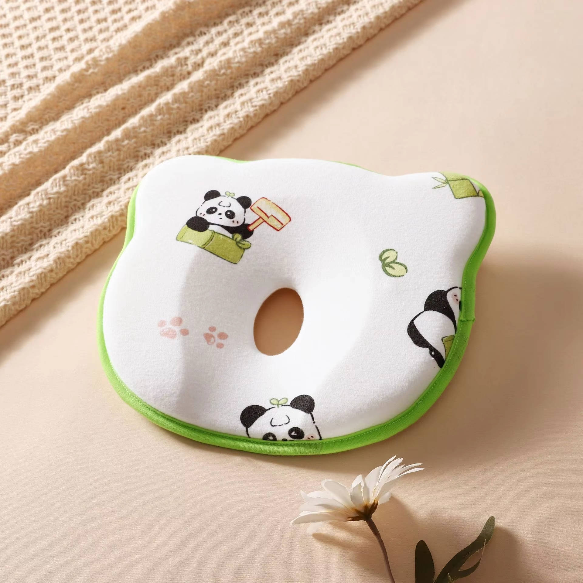 Infant Head Support Pillow with U-Shaped Groove and Velvet Cover, Machine Washable All Vera Mart