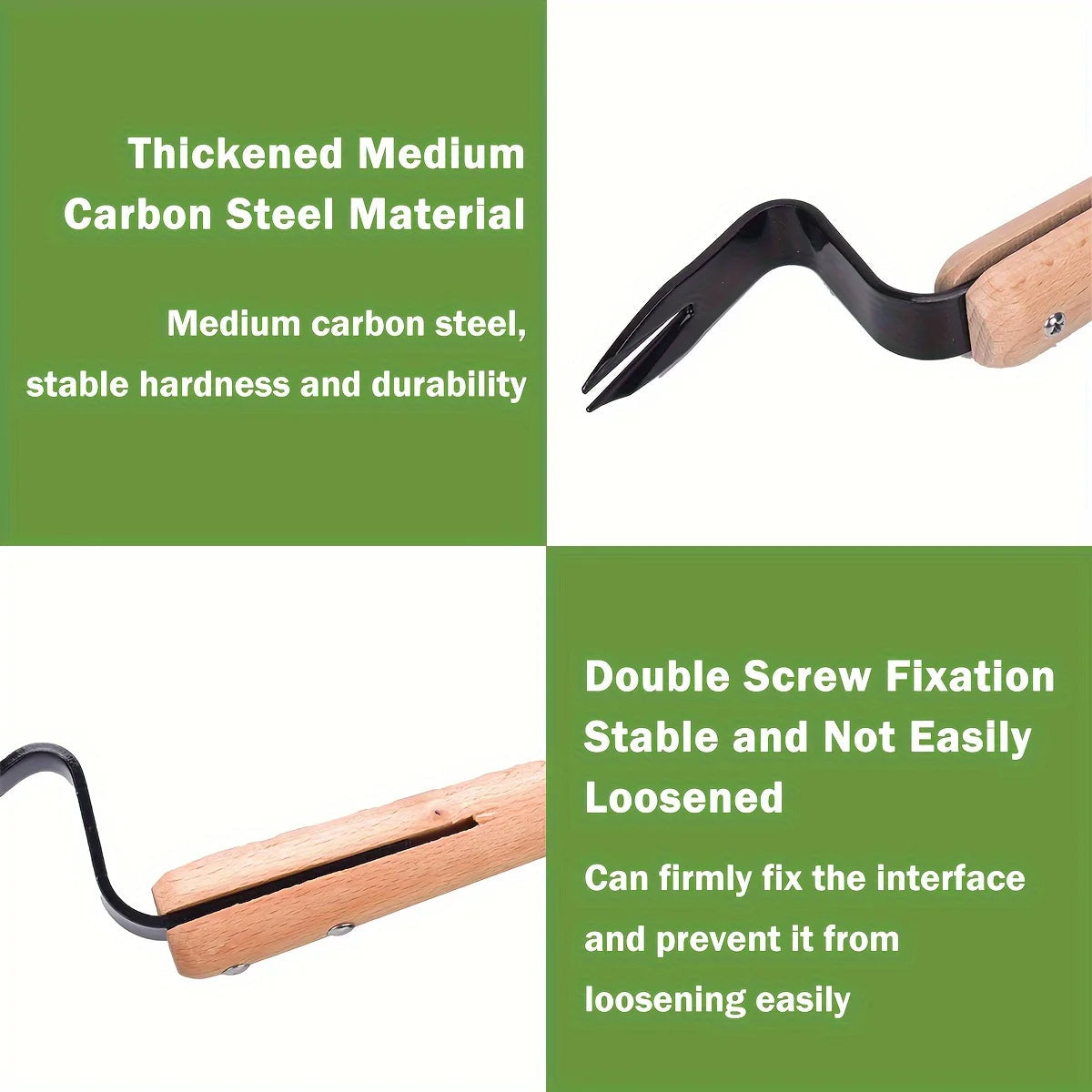 Root Extraction Tool with Angled Steel Tip and Wooden Handle All Vera Mart