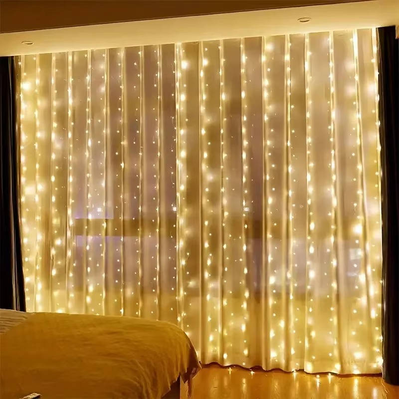 String LED Curtain Lights with Remote Control and 8 Display Modes All Vera Mart