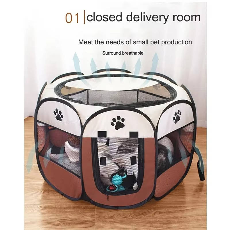 Portable Mesh Pet Tent with Eight-Sided Panels and Zippered Doors All Vera Mart