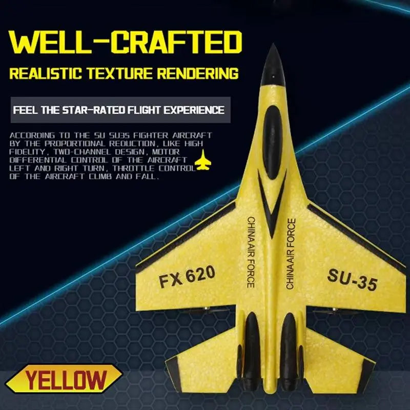 Beginner RC Trainer Plane with 3-Axis Gyroscope and LED Lights, Dual Rear Motors All Vera Mart