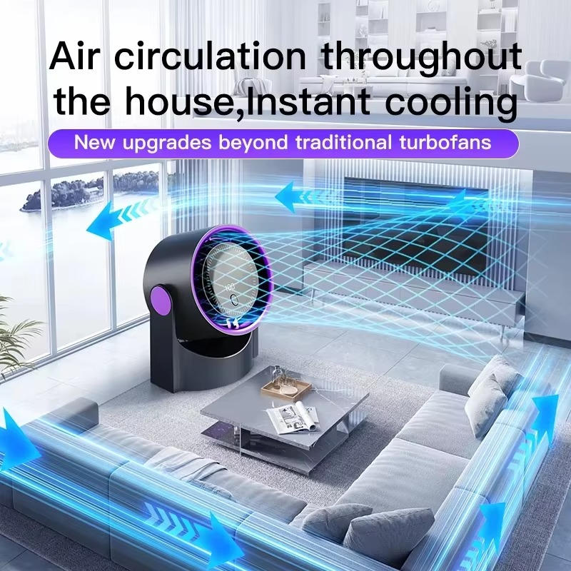 Rechargeable Bladeless Desk Fan with 100 Speed Settings and 360 Rotation, 5 Wind Modes All Vera Mart