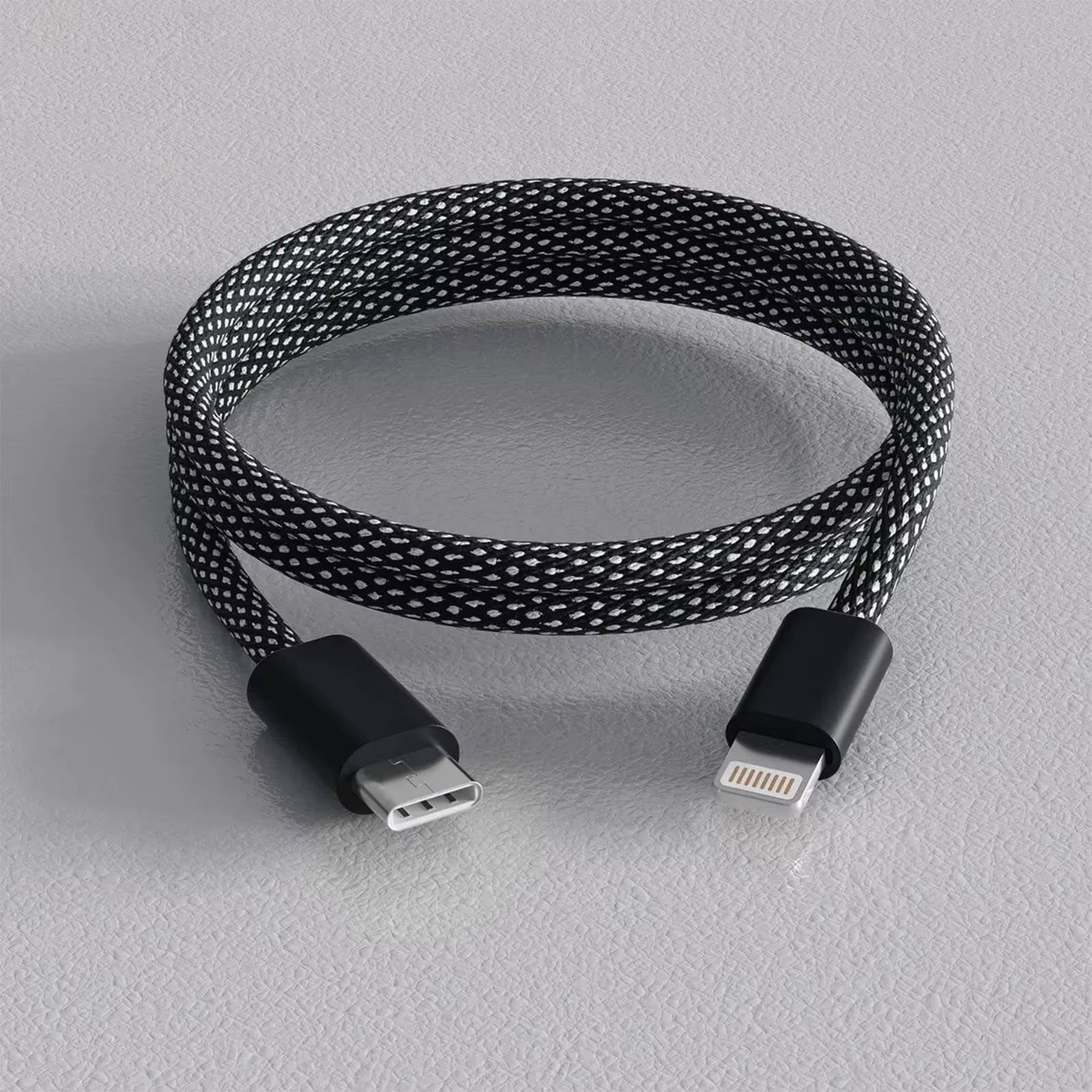 Self-Coiling Magnetic Charging Cable with Braided Fabric and Dual Tips, 3.3ft All Vera Mart