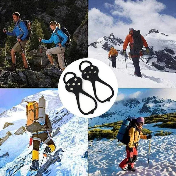 Ice Traction Cleats with Five Steel Spikes and Stretchy Rubber Design All Vera Mart