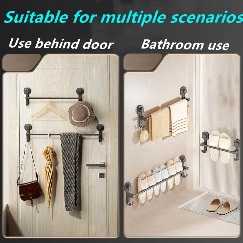 Suction Cup Towel Rack, 40cm Aluminum Bar with Easy Repositioning All Vera Mart