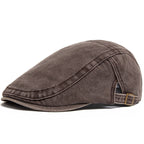 Denim Flat Cap with Eight Panel Construction and Adjustable Interior Band All Vera Mart