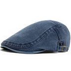 Denim Flat Cap with Eight Panel Construction and Adjustable Interior Band All Vera Mart
