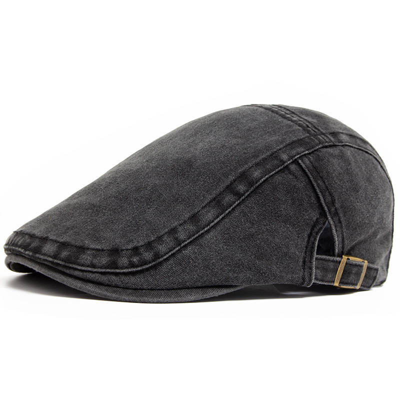 Denim Flat Cap with Eight Panel Construction and Adjustable Interior Band All Vera Mart