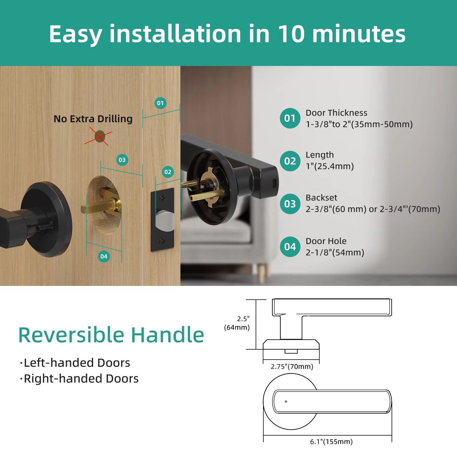 Biometric Door Lock with Fingerprint Scanner and Touchscreen Keypad All Vera Mart