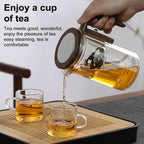 Borosilicate Glass Teapot with Removable Metal Infuser and Wooden Handle, 800ml Capacity All Vera Mart