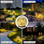 Solar Globe Lights with Cracked Glass and Dusk to Dawn Sensor, 2 Pack All Vera Mart