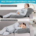 Full Body Maternity Pillow with Circular Belly Cutout and Crushed Sponge Filling, Removable Velvet Cover All Vera Mart