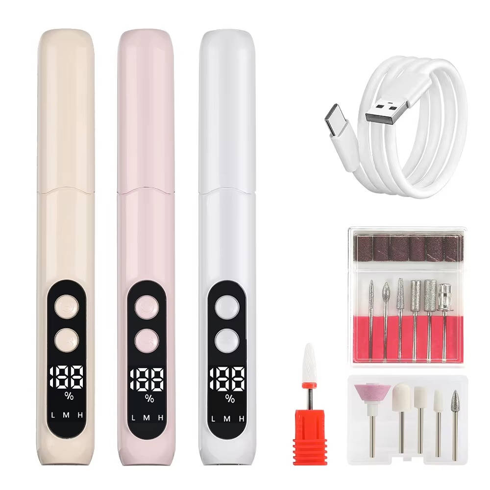 Electric Nail Drill with 8 Drill Bits and LED Display for Acrylic and Gel Nails All Vera Mart
