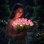 Tulip Night Light with Soft Touch Petals and Warm White LED, Battery Operated All Vera Mart