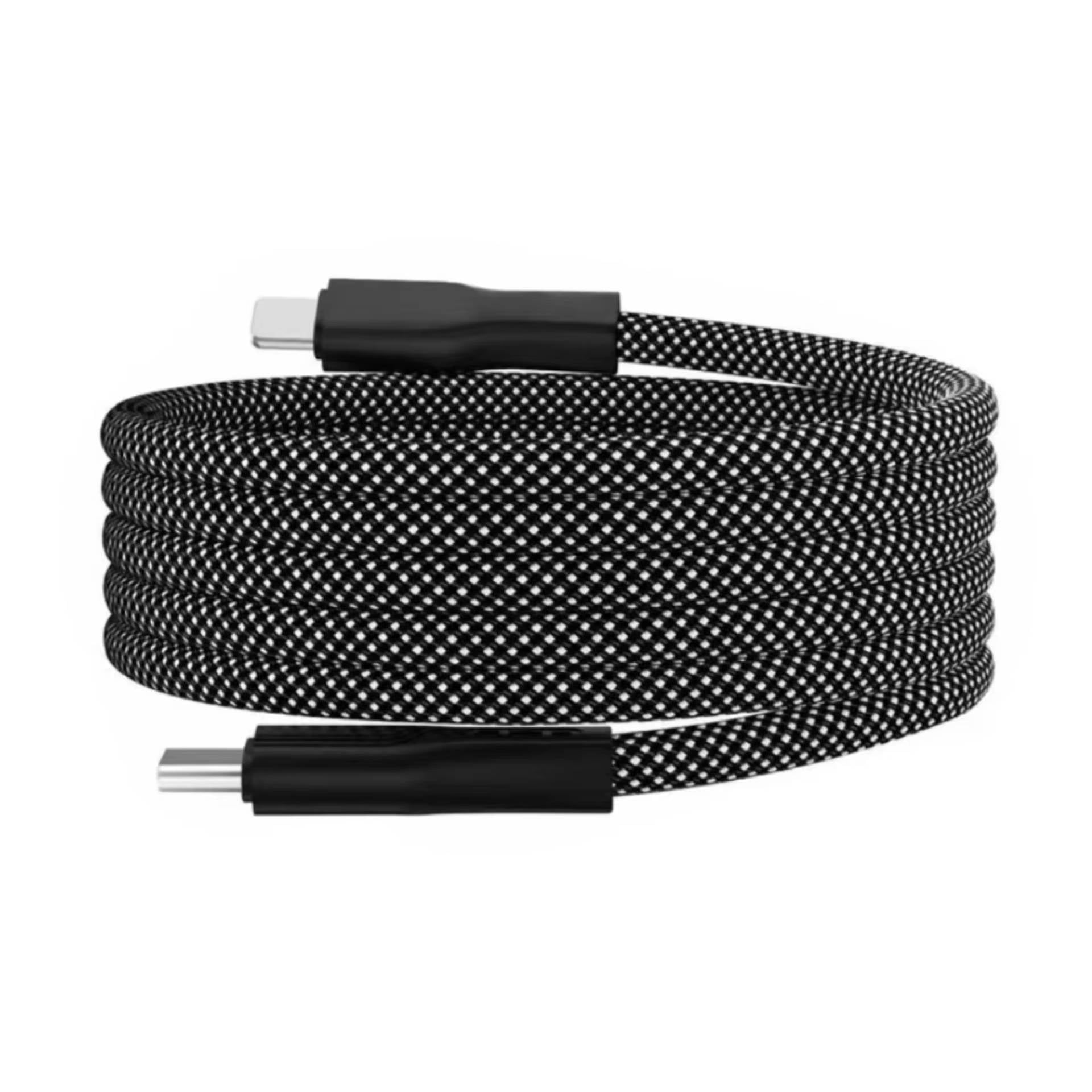 Self-Coiling Magnetic Charging Cable with Braided Fabric and Dual Tips, 3.3ft All Vera Mart