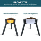 Dog Bowl Stand with Adjustable Width and Foldable Metal Frame, 13.7in Height All Vera Mart