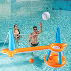 Pool Volleyball Net with Basketball Hoop and Inflatable Balls, Anchor Bags All Vera Mart