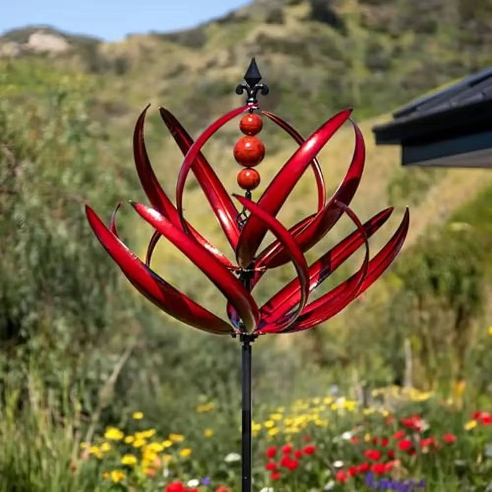 Tulip Wind Spinner with Powder Coated Iron Body and 360 Degree Rotation All Vera Mart