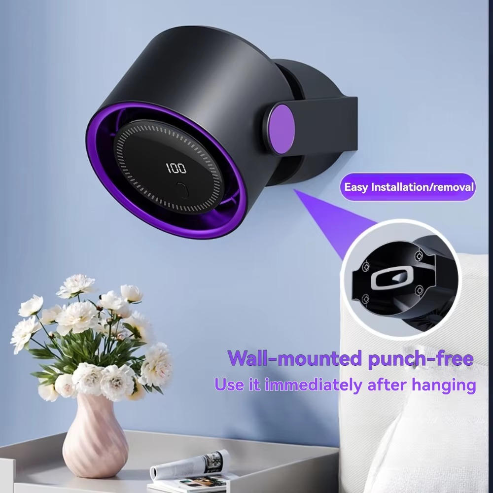 Rechargeable Bladeless Desk Fan with 100 Speed Settings and 360 Rotation, 5 Wind Modes All Vera Mart