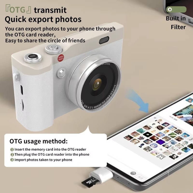 Flip Screen Digital Camera with 64M Resolution and Built-in LED, 32GB Memory Card Included All Vera Mart