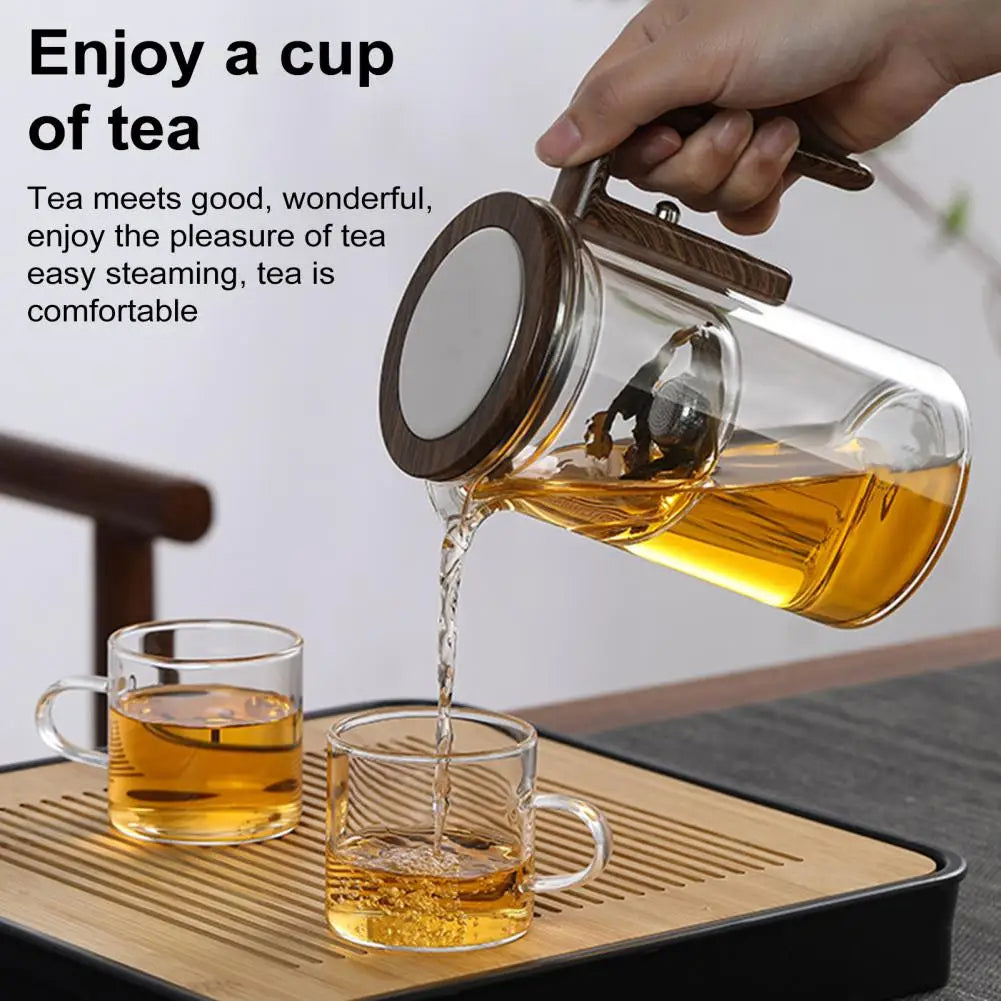 Borosilicate Glass Teapot with Removable Infuser and Wooden Handle All Vera Mart