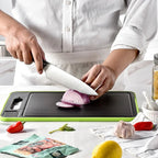 Double-Sided Cutting Board with Thawing Tray, Knife Sharpener and Garlic Grinder All Vera Mart