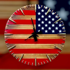Rustic American Flag Wall Clock with Bullet Accents and Distressed Finish, 15.75in All Vera Mart
