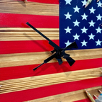Rustic American Flag Wall Clock with Bullet Accents and Distressed Finish, 15.75in All Vera Mart