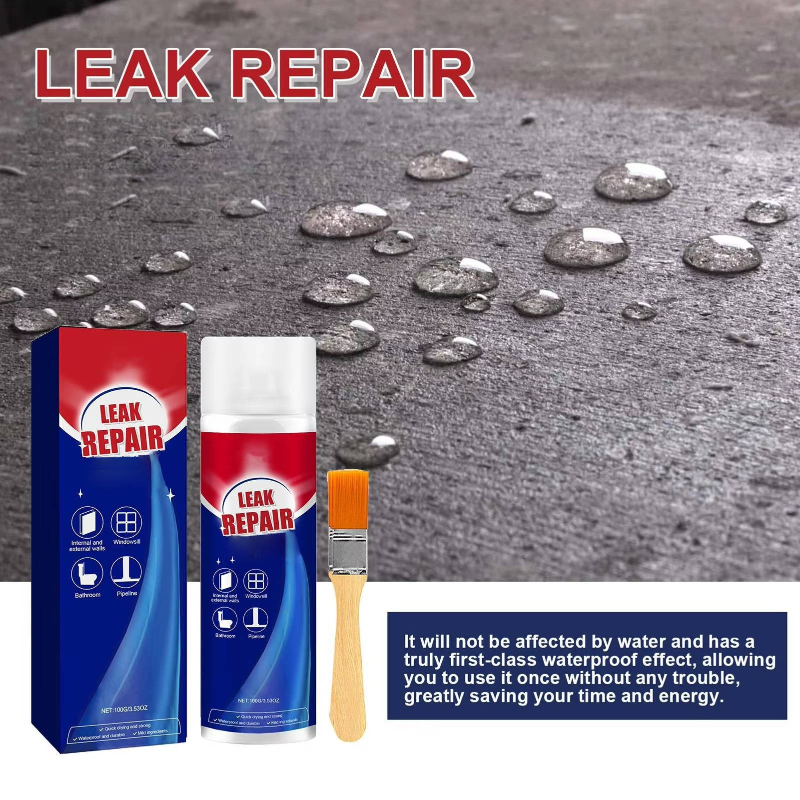 Waterproof Sealant Spray with Self Healing Technology and Instant Bonding, 2 Pack All Vera Mart