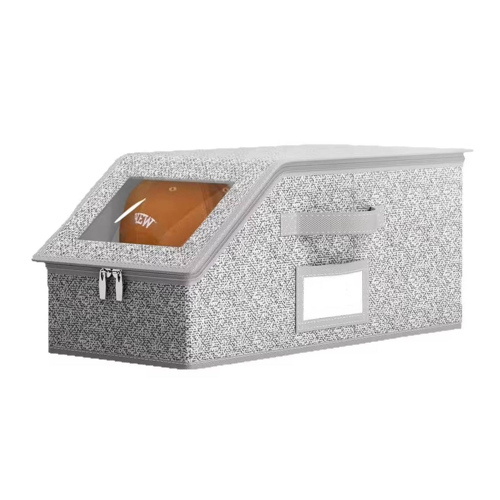 Hat Storage Boxes with Clear Window and Metal Zipper, Stackable Organizer for 24 Caps All Vera Mart