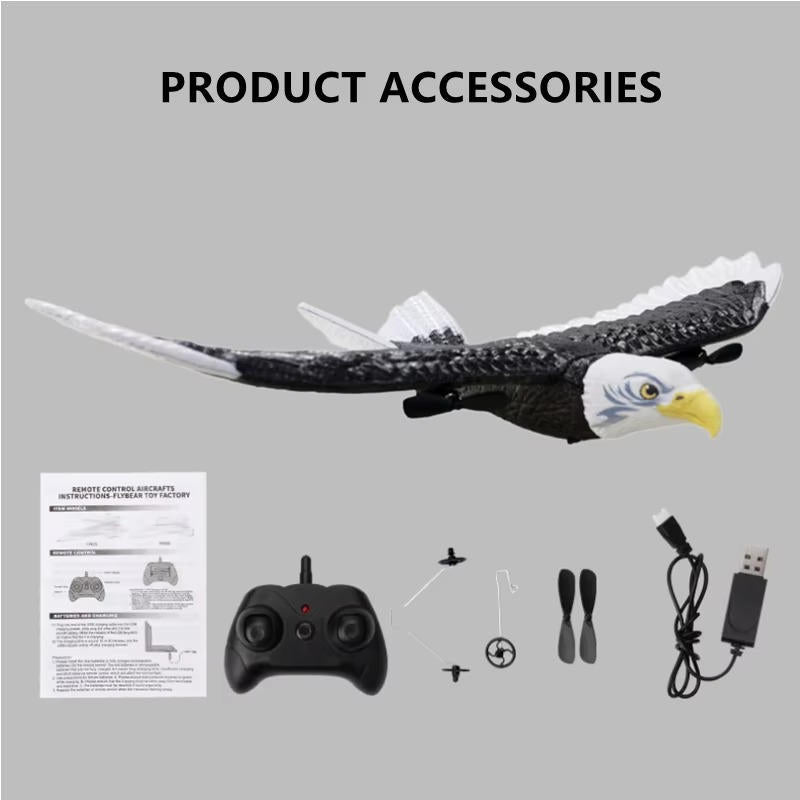 RC Eagle Aircraft with Gyro Stabilization and Dual Channel Remote, 15in Wingspan All Vera Mart
