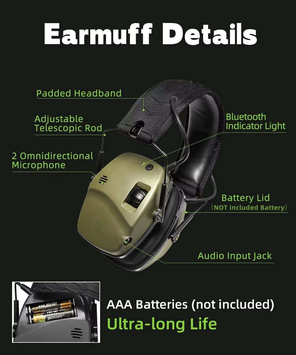 Shooting Range Ear Muffs with Dual Microphone Amplification and Active Noise Blocking All Vera Mart