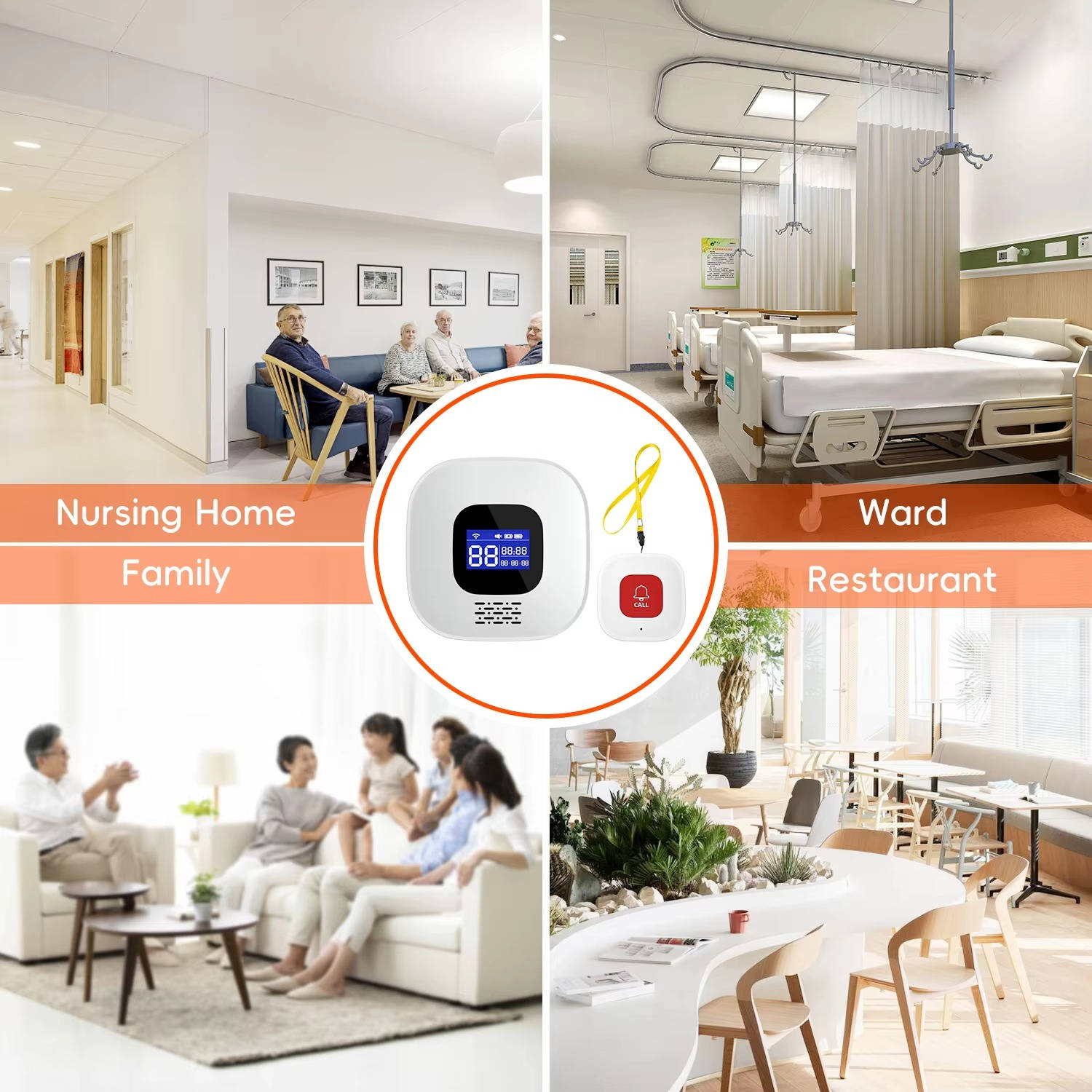 Wireless SOS Alert Button with 328ft Range and App Notifications for Elderly All Vera Mart