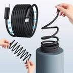 Self-Coiling Magnetic Charging Cable with Braided Fabric and Dual Tips, 3.3ft All Vera Mart