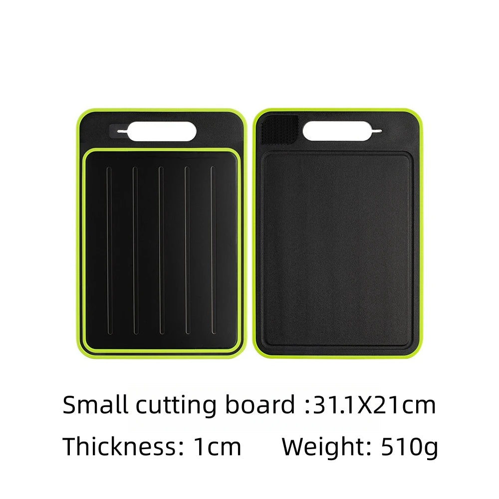 Double-Sided Cutting Board with Thawing Tray, Knife Sharpener and Garlic Grinder All Vera Mart