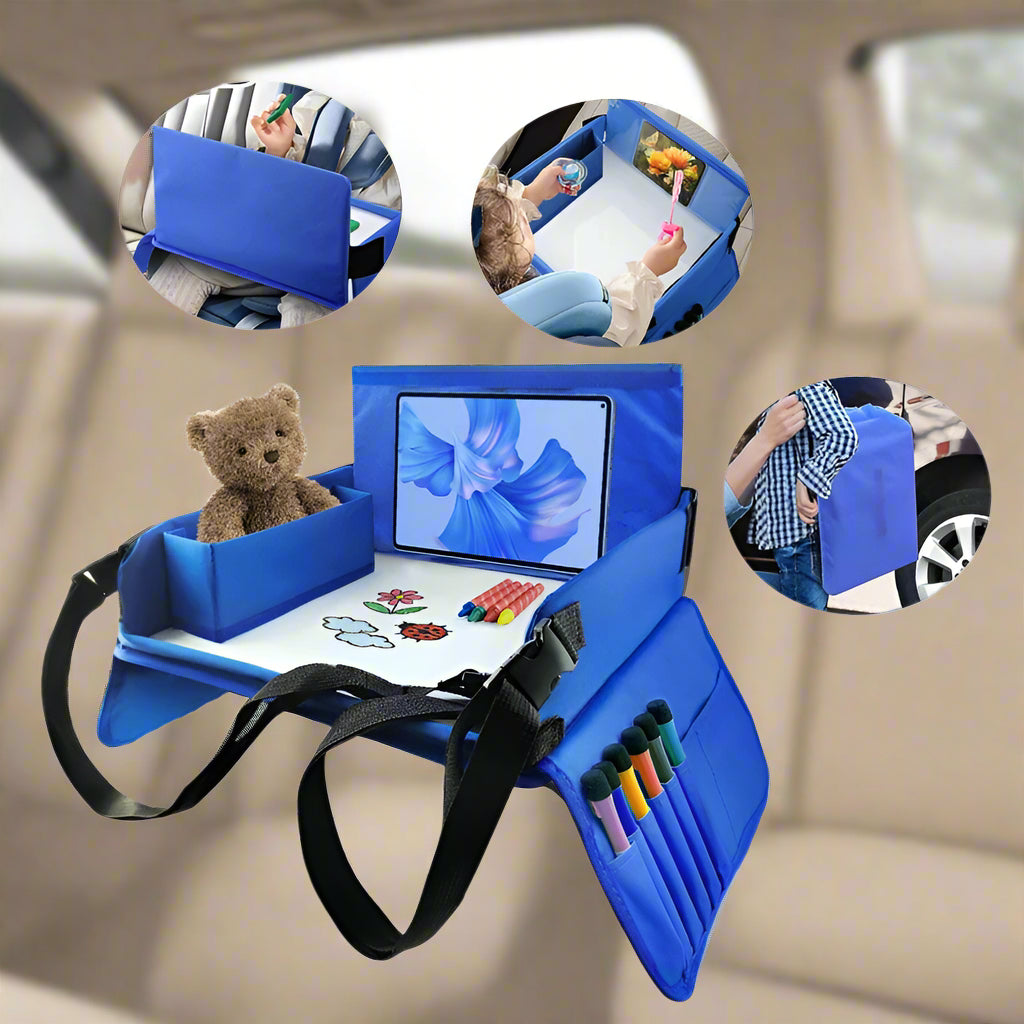Car Seat Activity Tray with Storage Pockets and Soft Foam Edges All Vera Mart